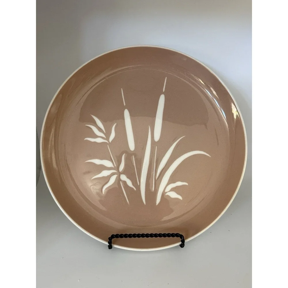 Vintage Harkerware Everglades Ceramic Dinner Plates Cottontail Mauve Set Of 4